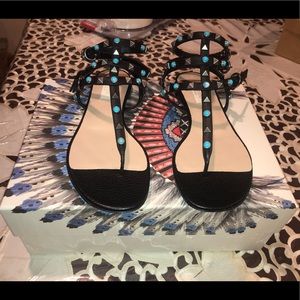 Valentino Garavani Black & Blue Thong Sandal *NWT*